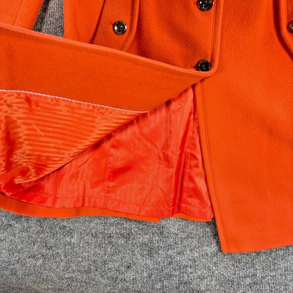 Lands’ End Wool Cashmere Blend Coat Orange Red Size 6 Long Lined Button Front - Picture 6 of 16